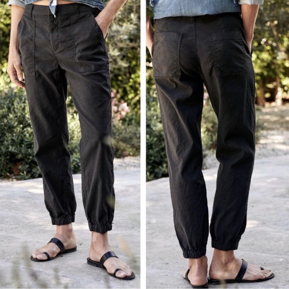 Frank & Eileen Black Linen Jogger Pants, Size 12